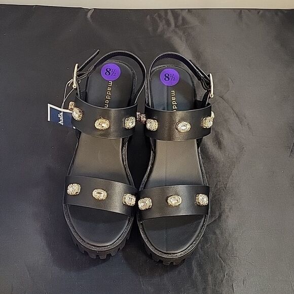 BRAND NEW MADDEN GIRL CRYSTAL LEATHER PLASFORM HEEL SANDAL G1 - Picture 2 of 13